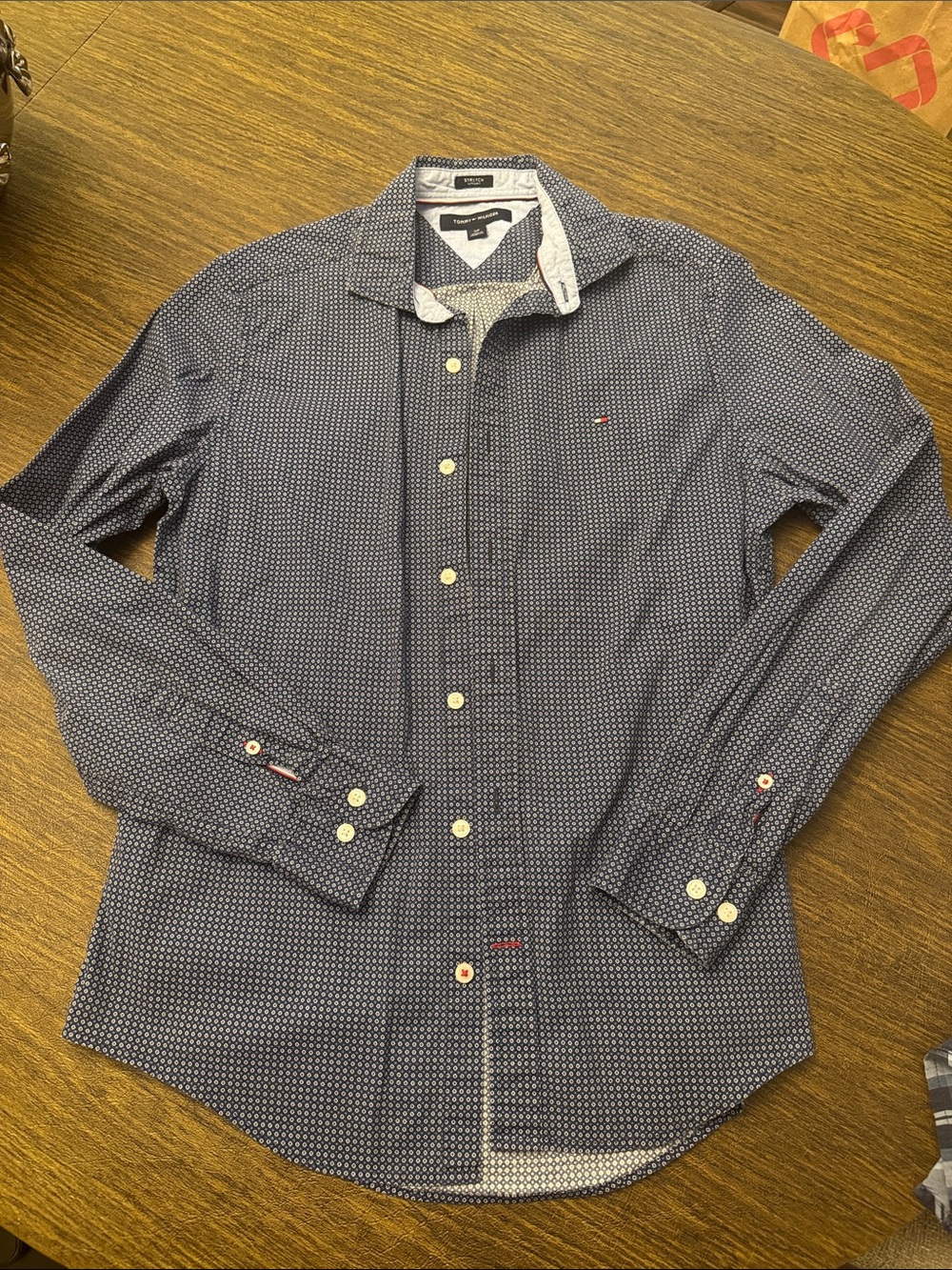Tommy Hilfiger Men's Navy Microdot Long-Sleeve Button-Down Shirt